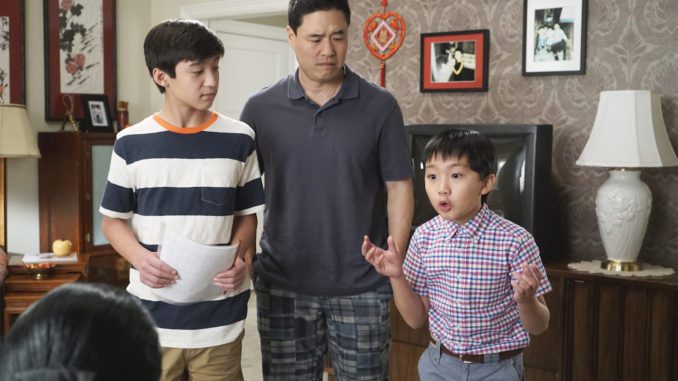 Emery (Forrest Wheeler), Louis (Randall Park), and Evan (Ian Chen) in "Fresh Off the Boat" (FOX+)