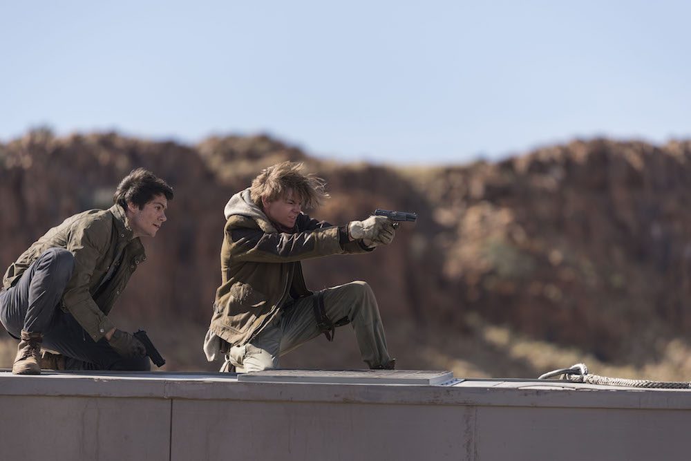 Dylan O'Brien, left, and Thomas Brodie-Sangster in Twentieth Century Fox's "Maze Runner: The Death Cure."