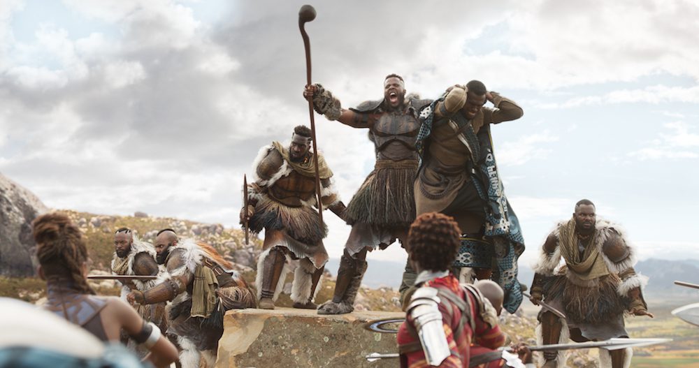 Marvel Studios’ BLACK PANTHER..Center: M’Baku (Winston Duke)..Ph: Film Frame..©Marvel Studios 2018 Marvel Studios' BLACK PANTHER..Center: M'Baku (Winston Duke)..Ph: Film Frame..©Marvel Studios 2018
