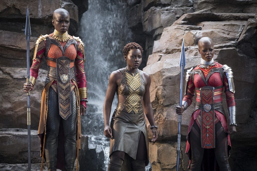 Marvel Studios’ BLACK PANTHER..L to R: Okoye (Danai Gurira), Nakia (Lupita Nyong’o) and Ayo (Florence Kasumba)..Photo: Matt Kennedy..©Marvel Studios 2018 Marvel Studios' BLACK PANTHER..L to R: Okoye (Danai Gurira), Nakia (Lupita Nyong'o) and Ayo (Florence Kasumba)..Photo: Matt Kennedy..©Marvel Studios 2018