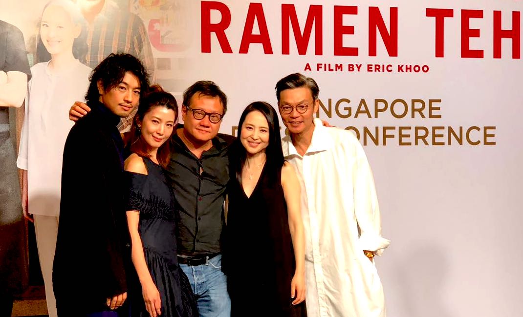 Takumi Saito, Jeanette Aw, Eric Khoo, Seiko Matsuda, and Mark Lee in "Ramen Teh".