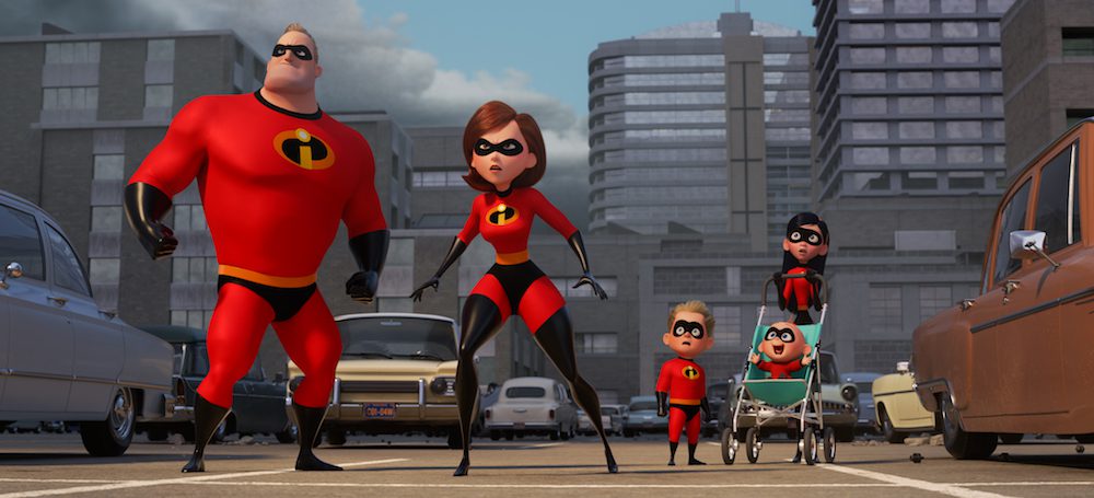 SUPER FAMILY -- In Disney Pixar’s “Incredibles 2,” Helen (voice of Holly Hunter) is in the spotlight, while Bob (voice of Craig T. Nelson) navigates the day-to-day heroics of “normal” life at home when a new villain hatches a brilliant and dangerous plot that only the Incredibles can overcome together. Also featuring the voices of Sarah Vowell as Violet and Huck Milner as Dash. (Walt Disney Studios)