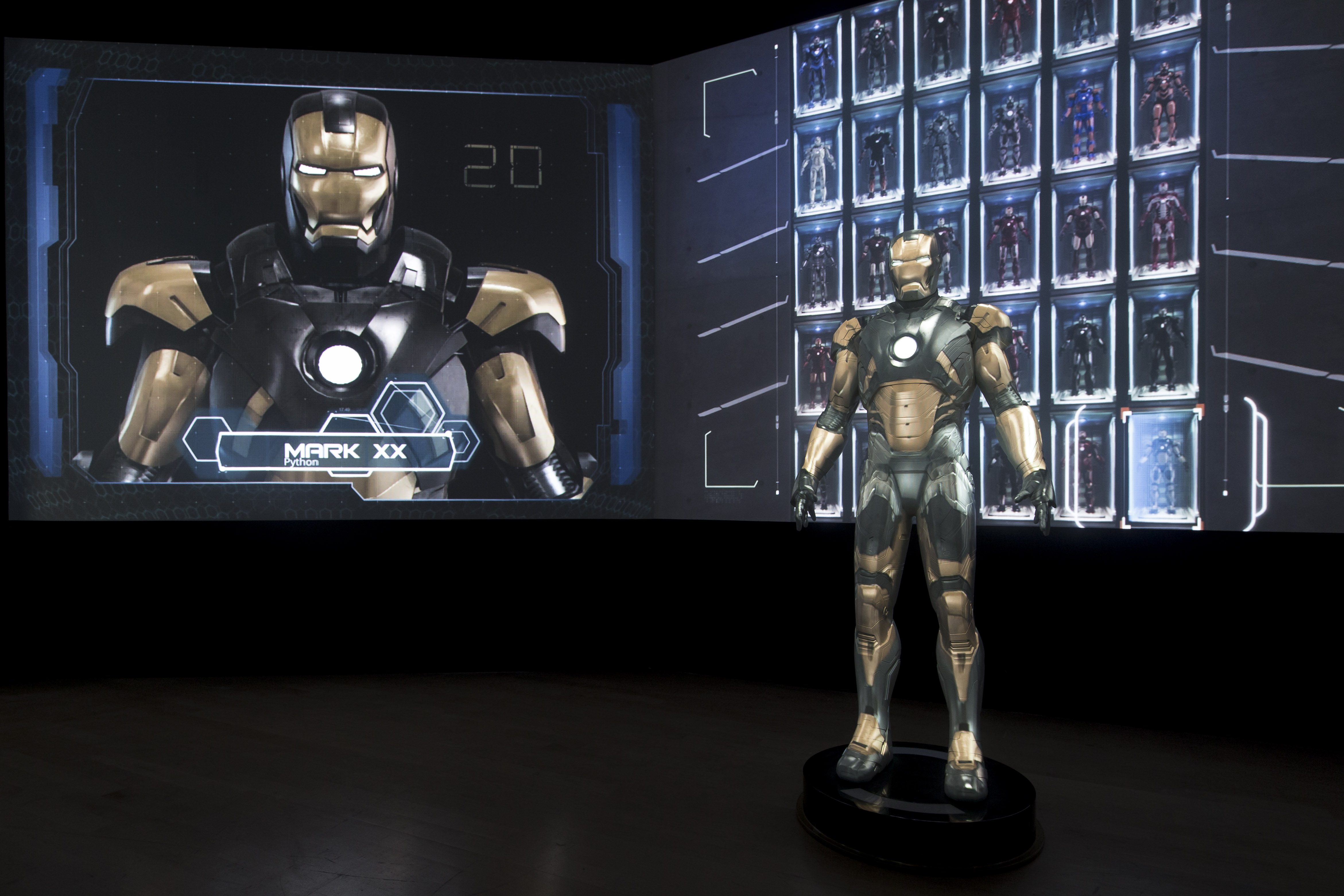 Iron Man's armours. (ArtScience Museum)