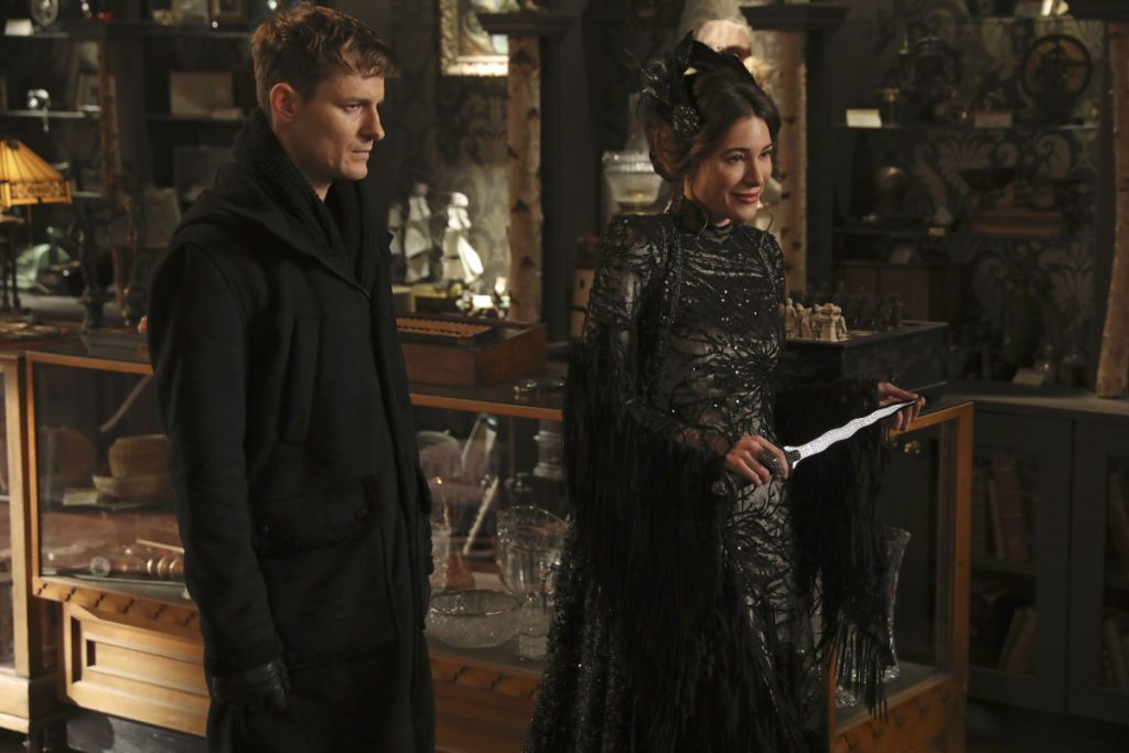 ONCE UPON A TIME - "Awake" - Still trapped in Neverland, Hook aligns himself with Tiger Lily, hoping to find a way back to Emma. Back in Storybook, Regina works to break the sleeping curse that David and Snow are under, and Gold denies The Black Fairy, which brings the two of them to a fearsome impasse. In flashbacks, we learn what Snow and Charming sacrificed in order for Emma to fulfill her destiny as the Savior, on "Once Upon a Time," SUNDAY, APRIL 16 (8:00-9:00 p.m. EDT), on The ABC Television Network. (ABC/Jack Rowand) GILES MATTHEY, JAIME MURRAY