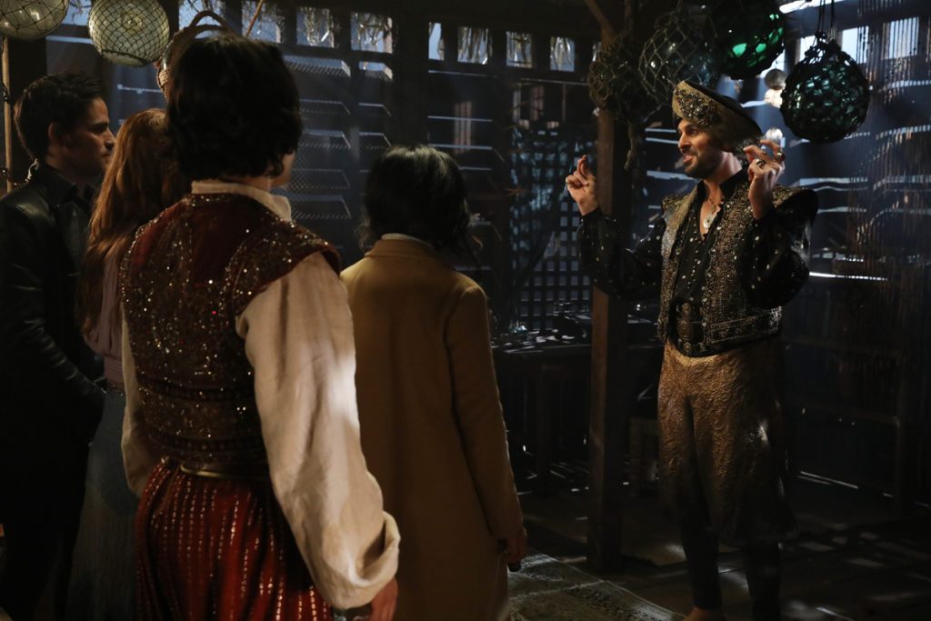 ONCE UPON A TIME - "A Wondrous Place" - When Hook finds himself trapped in another realm along with the Nautilus and her crew, he races to return to Emma before Gideon can execute the rest of his plan. In Storybrooke, Regina and Snow take Emma out to get her mind off Hook's disappearance. And in a flashback to Agrabah, Jasmine befriends Ariel, and together they set out to locate Prince Eric as the threat from Jafar intensifies, on "Once Upon a Time," SUNDAY, APRIL 2 (8:00-9:00 p.m. EDT), on The ABC Television Network. (ABC/Jack Rowand) ODED FEHR