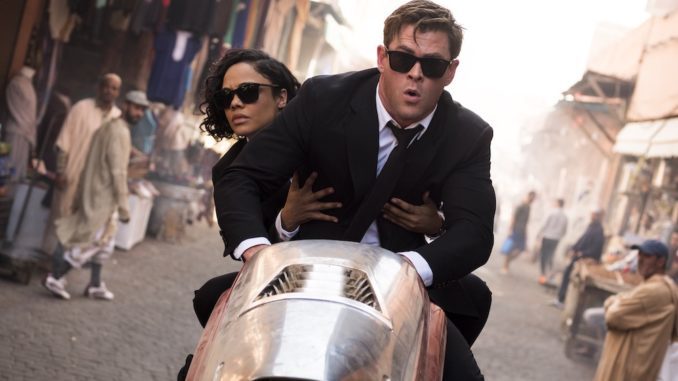 Chris Hemsworth (H) with Em (Tessa Thompson) in Marrakech in Columbia Pictures' MEN IN BLACK: INTERNATIONAL.
