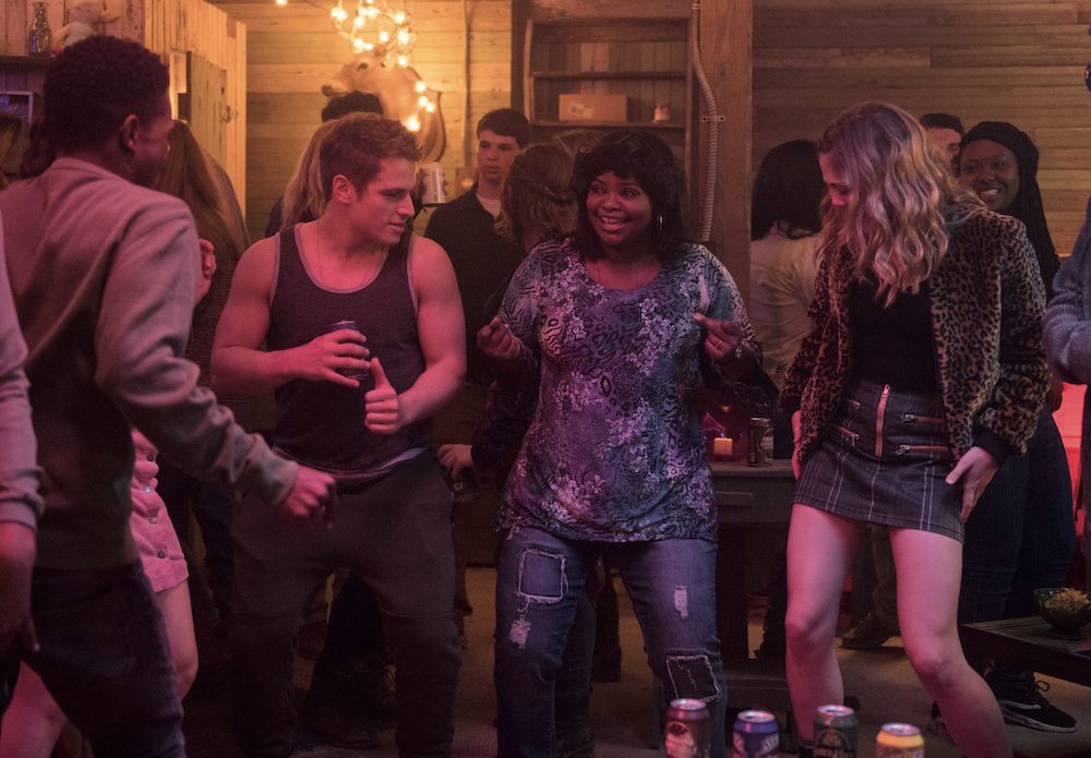 (from left) Darrell (Dante Brown, back to camera), Chaz (Gianni Paolo), Sue Ann (Octavia Spencer) and Haley (McKaley Miller) in Ma, directed by Tate Taylor.