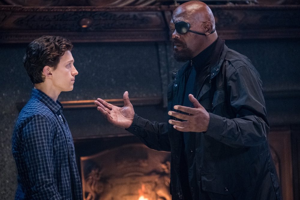 Tom Holland and Samuel L. Jackson star in Columbia Pictures' SPIDER-MAN: ™ FAR FROM HOME