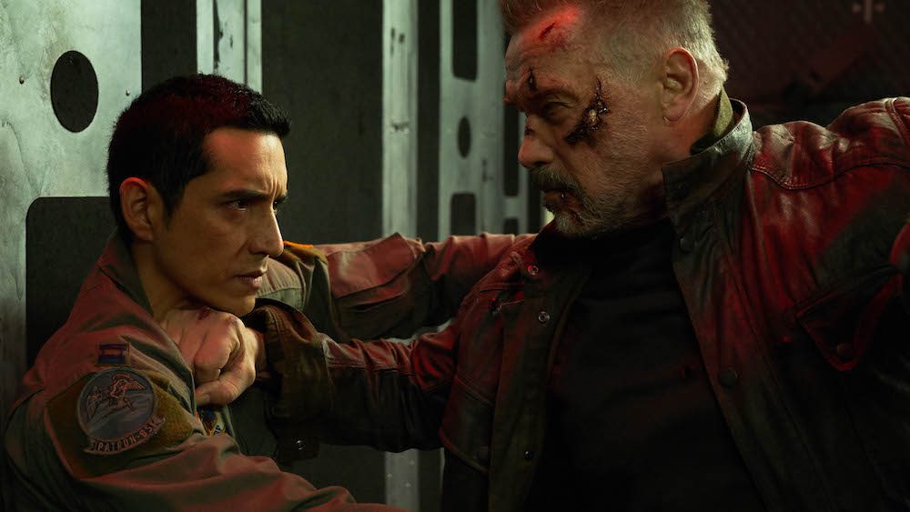 Arnold Schwarzenegger and Gabriel Luna, left, star in Skydance Productions and Paramount Pictures' "TERMINATOR: DARK FATE."