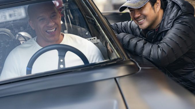 Vin Diesel takes notes from director Justin Lin in Fast & Furious 9. (United International Pictures)