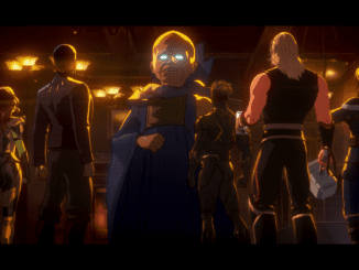 The Watcher (Jeffrey Wright) addresses the Guardians of the Multiverse in What If...? (Screenshot: Disney+)