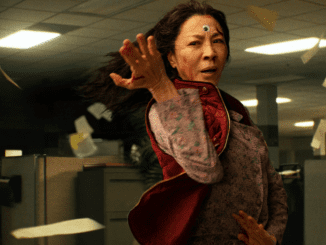 Evelyn (Michelle Yeoh) in Everything, Everywhere, All At Once. (Image credit: Cathay Distribution)