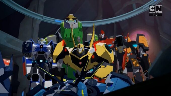 Bee Team mourns Cyberwarp. (Credit: Teletraan 1: The Transformers Wiki)