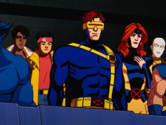 (L-R): Beast (voiced by George Buza), Roberto Da Costa (voiced by Gui Agustini), Jubilee (voiced by Holly Chou), Cyclops (voiced by Ray Chase), Jean Grey (voiced by Jennifer Hale), Morph (voiced by JP Karliak), and Wolverine (voiced by Cal Dodd) in Marvel Animation's X-MEN '97. Photo courtesy of Marvel Animation. © 2024 MARVEL.