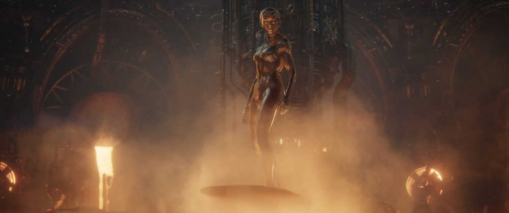 Julia Garner as Shalla-Bal/Silver Surfer in 20th Century Studios/Marvel Studios' THE FANTASTIC FOUR: FIRST STEPS. Photo courtesy of 20th Century Studios/Marvel Studios. © 2025 20th Century Studios / © and ™ 2025 MARVEL.