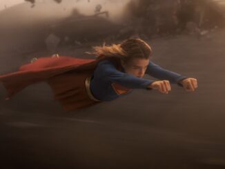 Supergirl (Milly Alcock) flies in Supergirl. (Warner Bros Pictures)