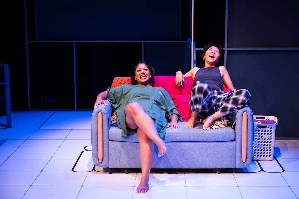 Third (Siti Sara Hamid) and You (Genevieve Tan) in Common Room (Joseph Nair; courtesy of Checkpoint Theatre)