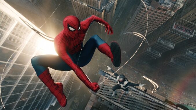 Spider-Man and Boomerang in Columbia Pictures SPIDER-MAN™: BRAND NEW DAY. (Sony Pictures Releasing)
